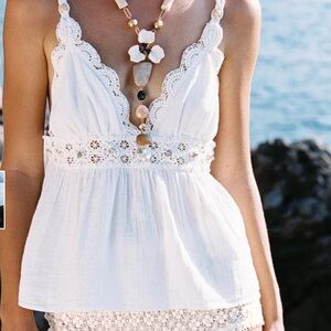 NWT Zara Crochet and Beaded Mixed Top NWT